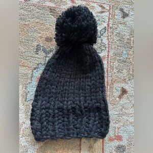 BCBGMaxAzria Black Knit Pom-Pom Hat